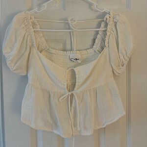 Sky to Moon Cream Smocked Top